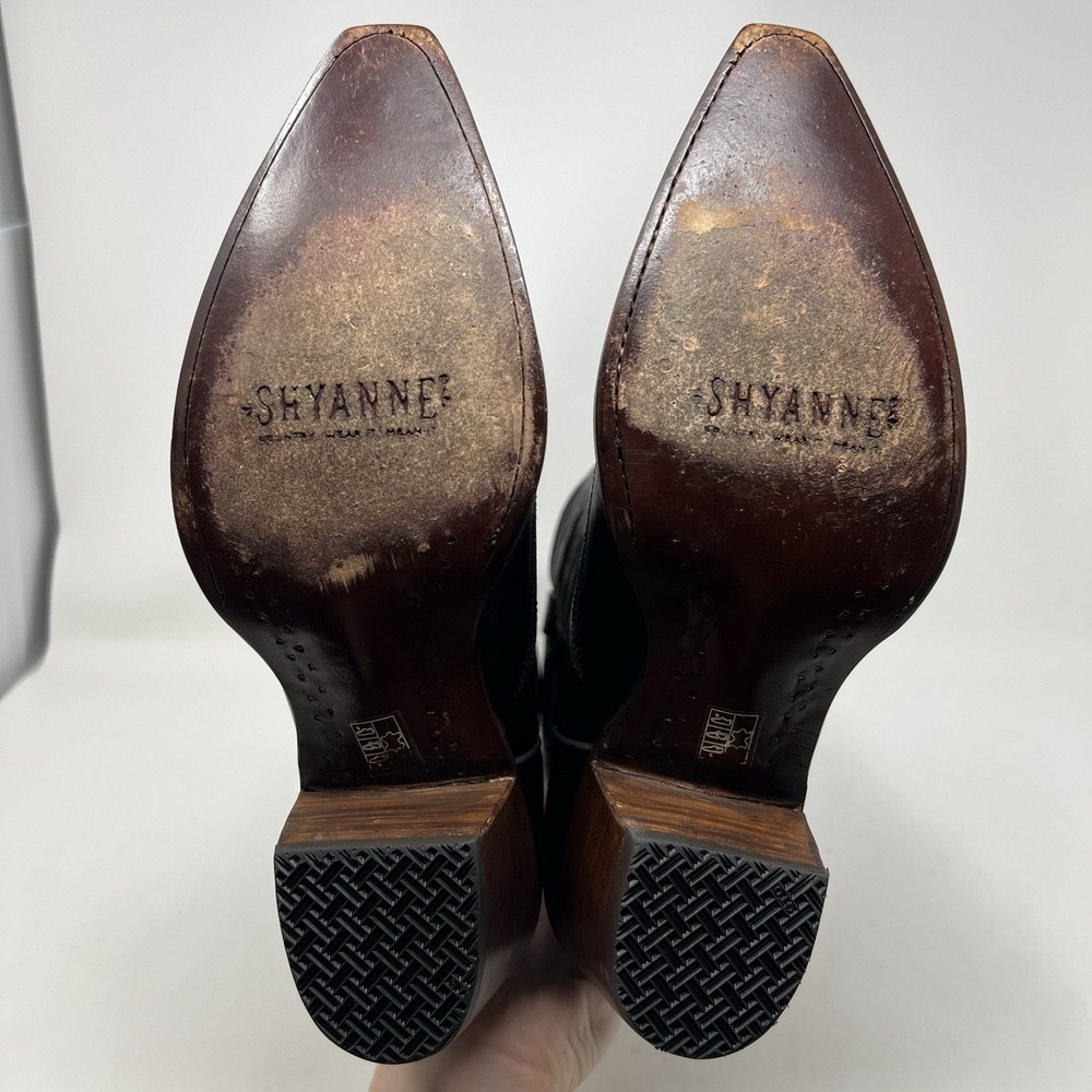 SHAYANNE High Desert Tall Western Boots Women's Size 8 Black Leather Snip Toe - Picture 12 of 12